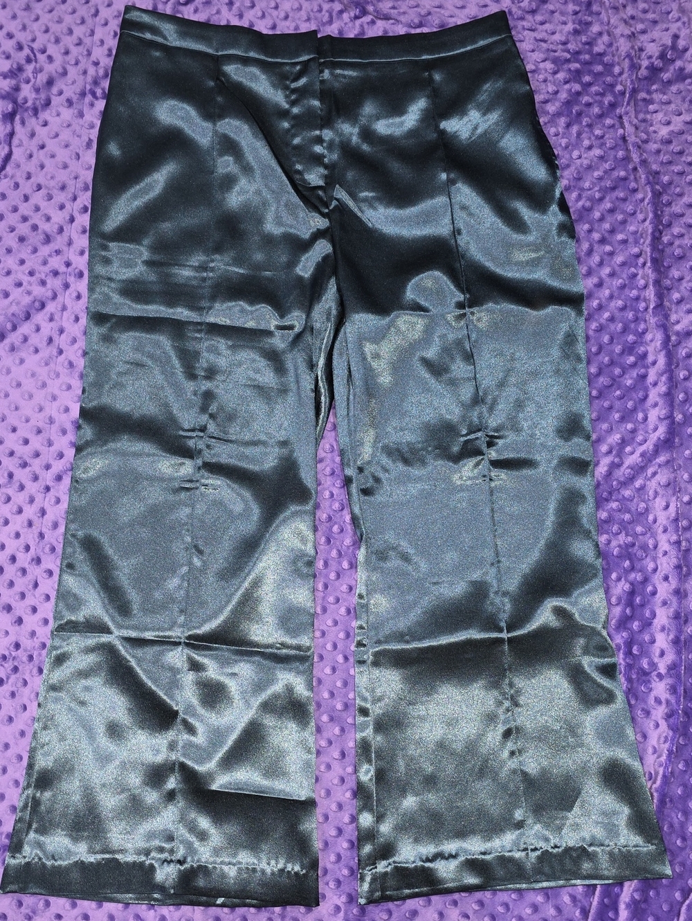 Women's Blue Satin Wide-Leg Pants
